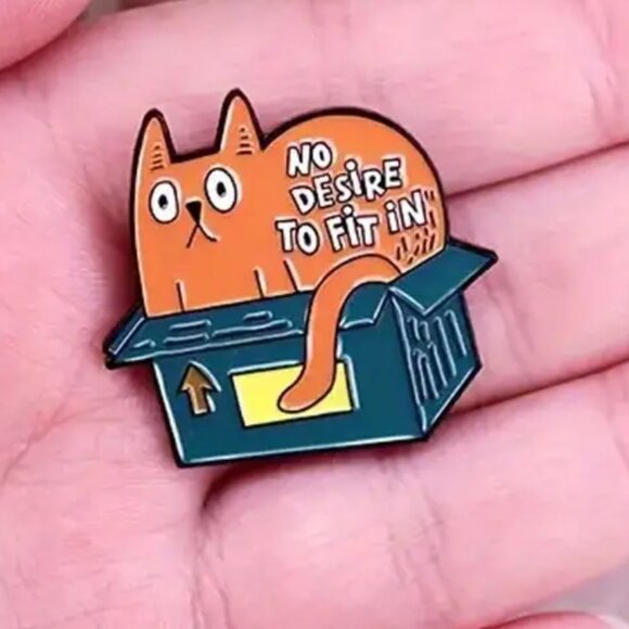 Enamel Cat Pin - "No Desire to Fit In" NWOT - Picture 1 of 2